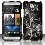 Funda Protector HTC One Mini M4 Negro con Flores Grises (28004351) by www.tiendakimerex.com